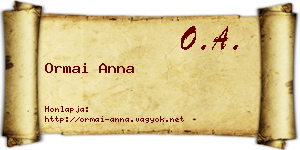 Ormai Anna névjegykártya